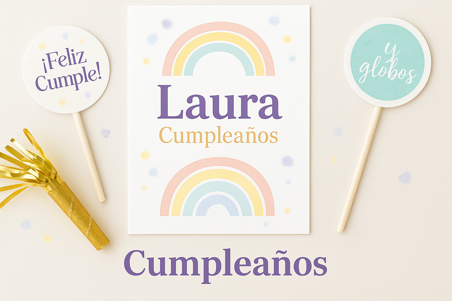 Kit de Cumpleaños Arcoíris Pastel